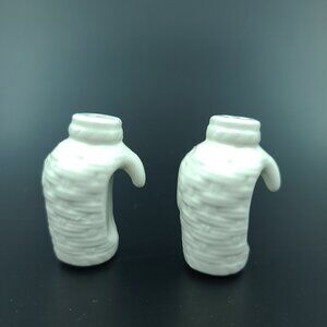 Two White Ceramic Mini Salt & Pepper Shakers Set